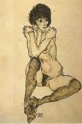 Egon Schiele Seated Female Nude,Elbows Resting on Right Knee (mk12) oil painting
